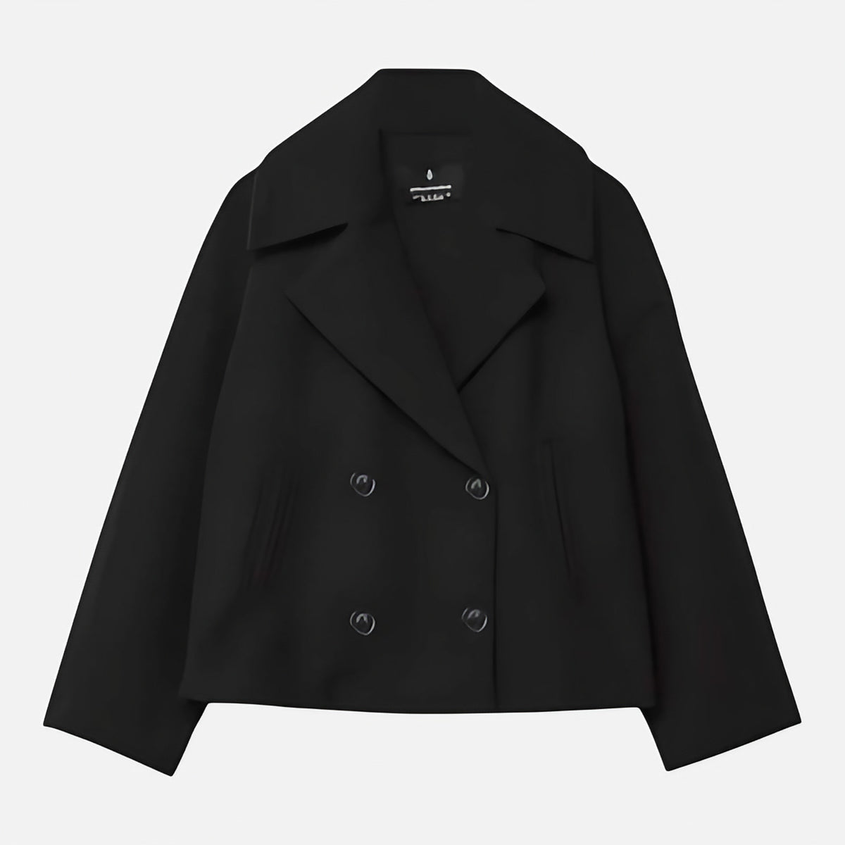 Veste cintrée femme à double boutonnage, revers larges, noir