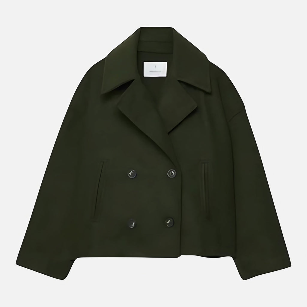 Veste cintrée femme à double boutonnage, revers larges, vert