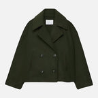 Veste cintrée femme à double boutonnage, revers larges, vert
