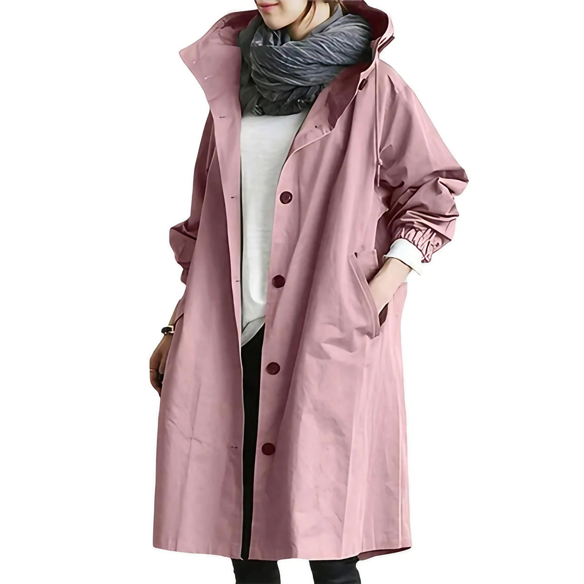 Veste coupe-vent imperméable femme oversize, à capuche, rose