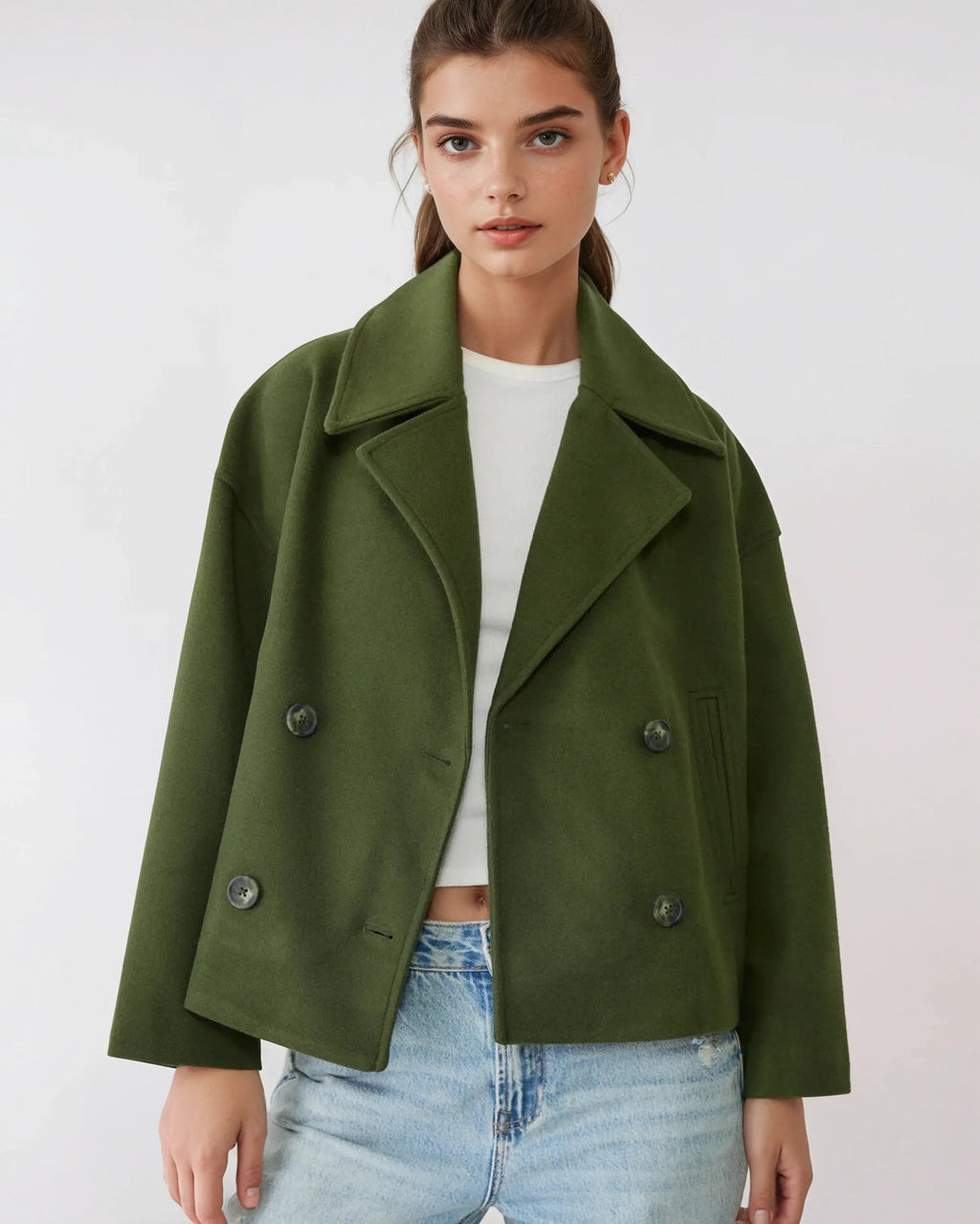 Veste courte croisée femme à revers larges, du XS au 3XL