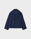 Veste courte croisée femme à revers larges, du XS au 3XL, bleu marine