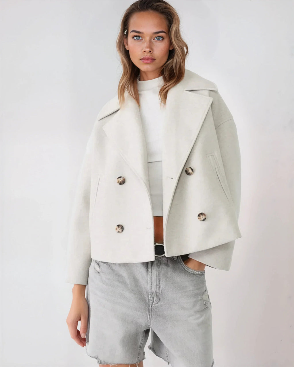 Veste courte croisée femme à revers larges, du XS au 3XL
