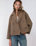 Veste courte croisée femme à revers larges, du XS au 3XL