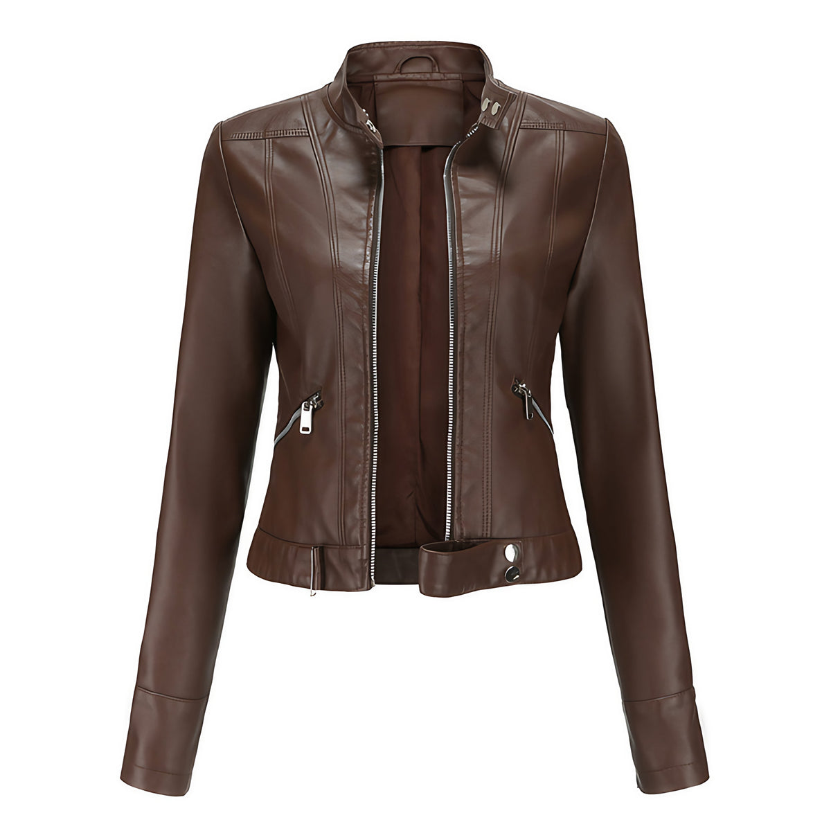 Veste courte femme à poches, six coloris, du S au 3XL, café