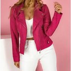 Veste courte femme à col à revers, sept coloris, du S au 2XL, rose