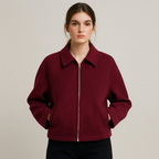 Veste courte femme à zip métal et poches latérales