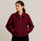 Veste courte femme à zip métal et poches latérales