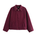 Veste courte femme à zip métal et poches latérales, rouge vin