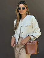 Veste croisée femme boutonnée à manches longues, six coloris