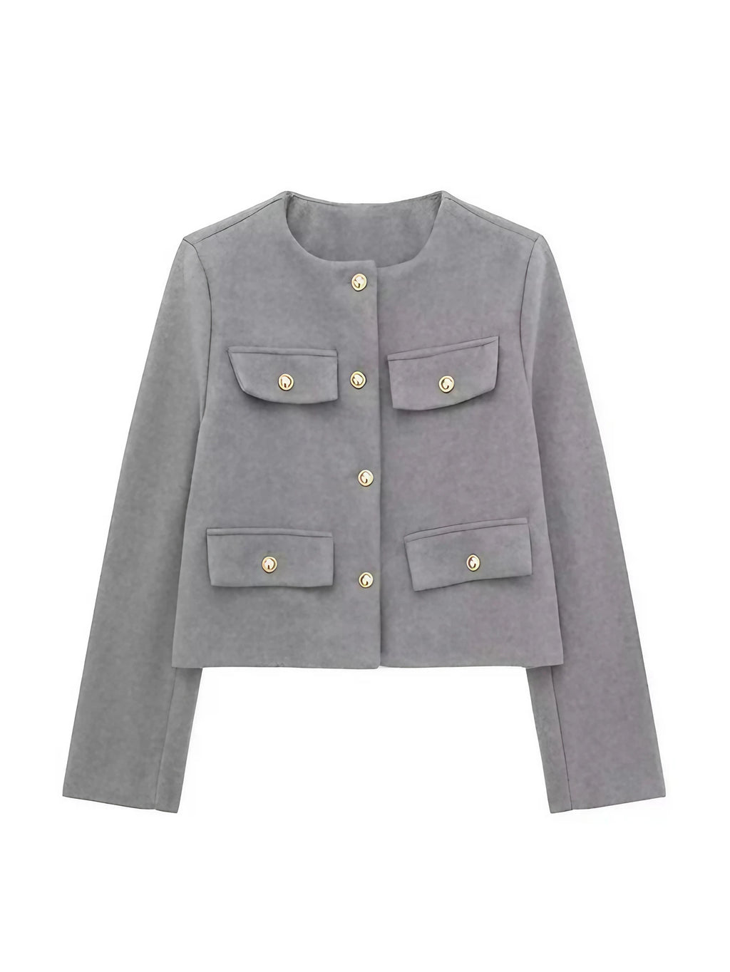 Veste croisée femme boutonnée à manches longues, six coloris, gris