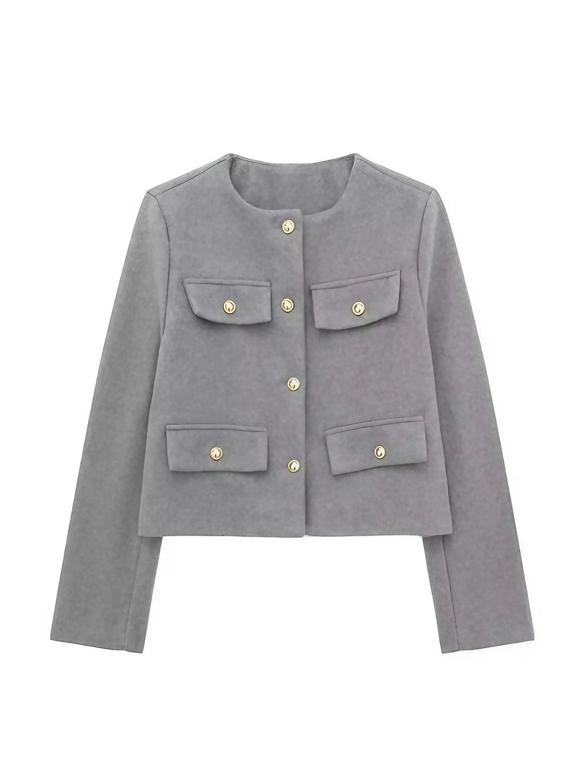 Veste croisée femme boutonnée à manches longues, six coloris, gris