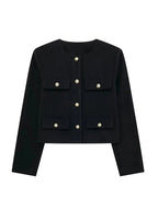 Veste croisée femme boutonnée à manches longues, six coloris, noir