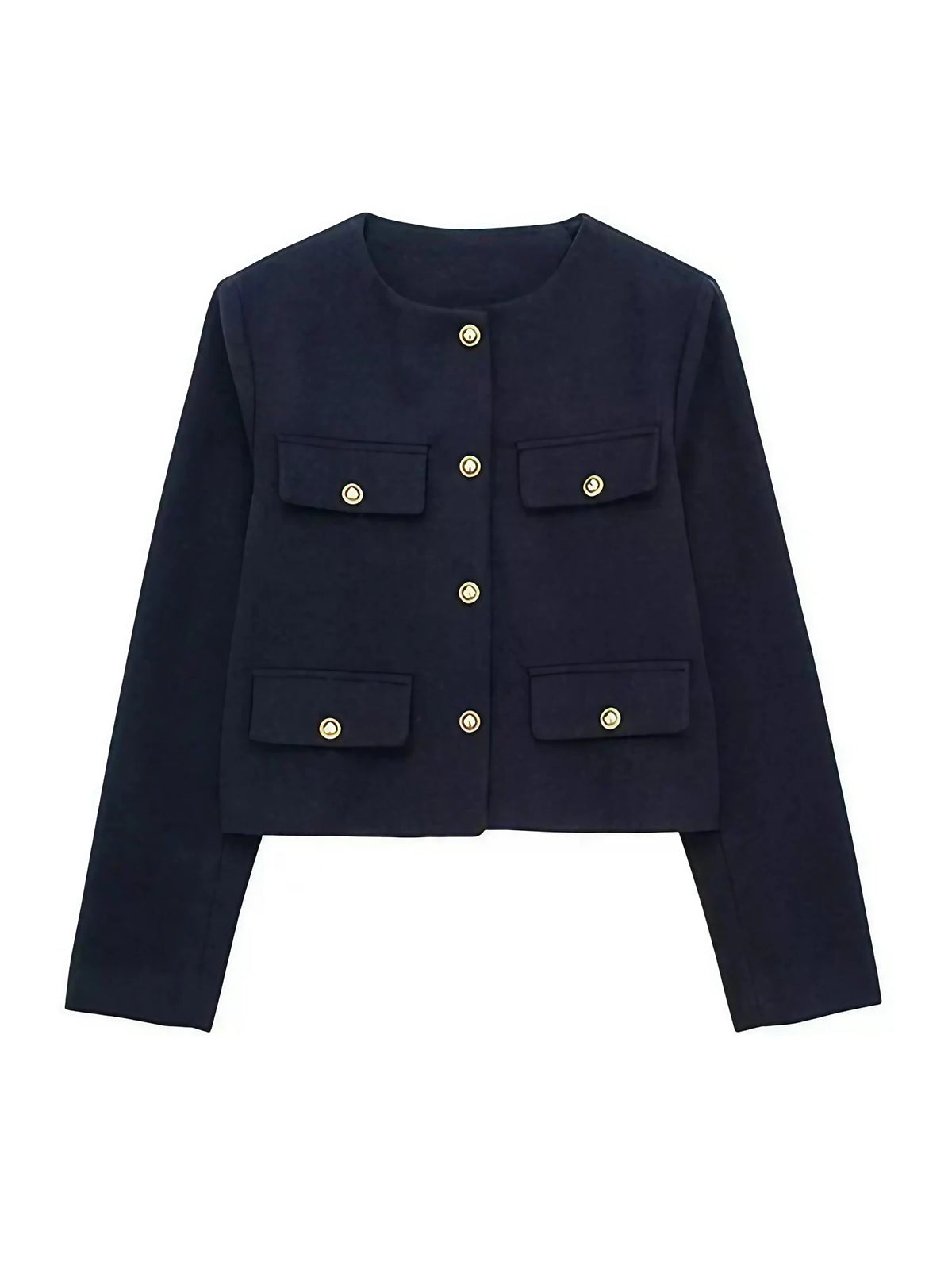 Veste croisée femme boutonnée à manches longues, six coloris, bleu marine