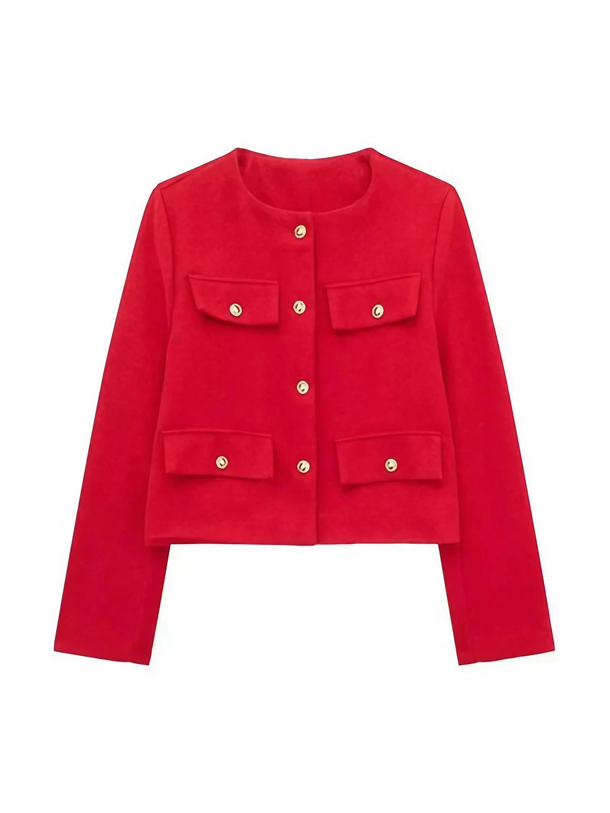 Veste croisée femme boutonnée à manches longues, six coloris, rouge