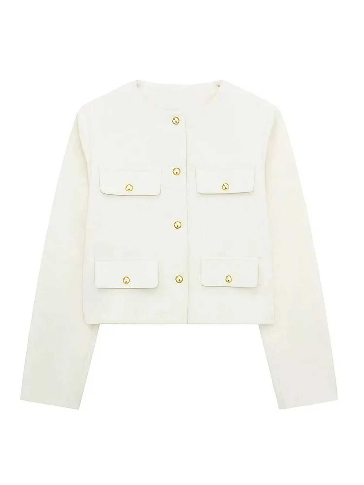 Veste croisée femme boutonnée à manches longues, six coloris, blanc