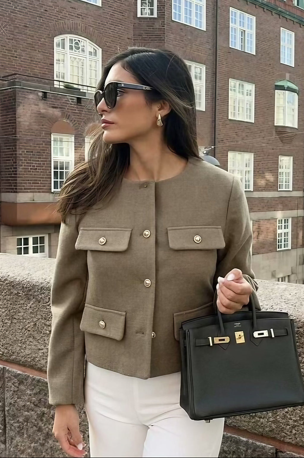 Veste courte femme d'esprit vintage, quatre coloris, du XS au L, kaki
