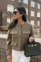 Veste courte femme d'esprit vintage, quatre coloris, du XS au L, kaki