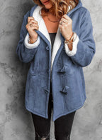 Veste d'hiver femme à capuche et fermeture éclair, coupe décontractée, bleu 02