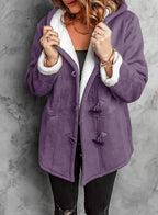 Veste d'hiver femme à capuche et fermeture éclair, coupe décontractée, mauve
