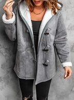 Veste d'hiver femme à capuche et fermeture éclair, coupe décontractée, gris