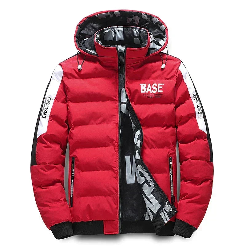 Veste d'hiver homme chaude à poches, du M au 5XL, rouge