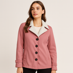 Veste d'hiver femme mi-longue à revers crantés, boutonnée