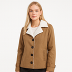 Veste d'hiver femme mi-longue à revers crantés, boutonnée