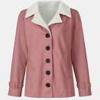 Veste d'hiver femme mi-longue à revers crantés, boutonnée, rose