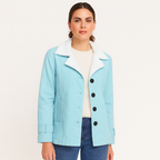 Veste d'hiver femme mi-longue à revers crantés, boutonnée