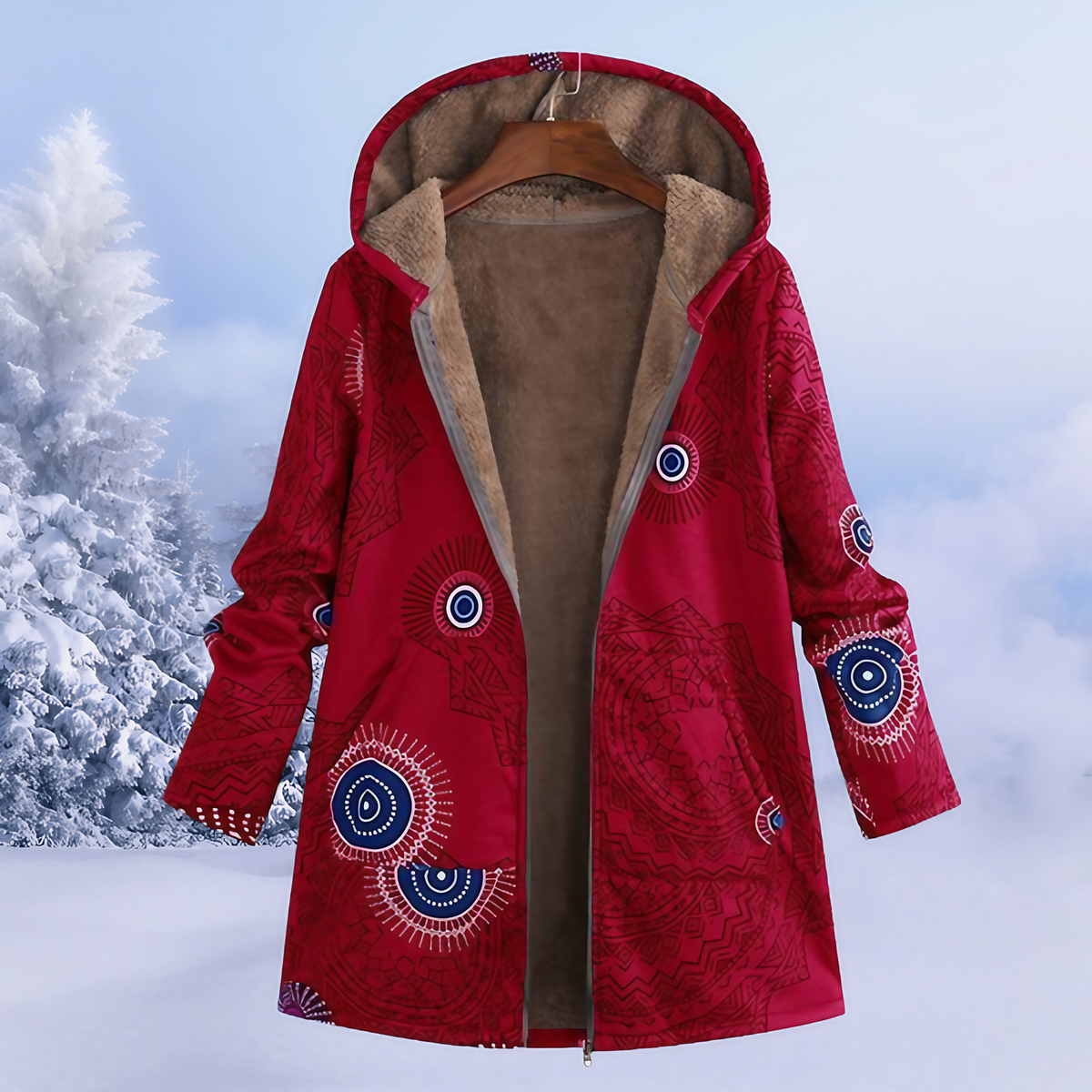 Veste d'hiver femme à capuche, neuf coloris, du XS au 3XL, rouge