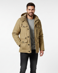 Veste d'hiver homme imperméable à capuche amovible, kaki