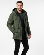 Veste d'hiver homme imperméable à capuche amovible, vert
