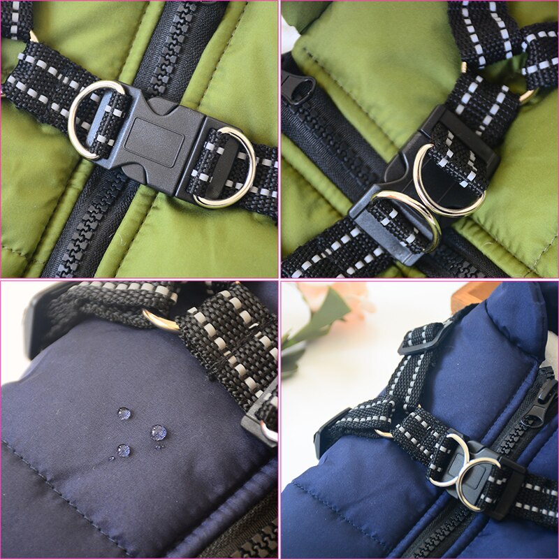Manteau d'hiver imperméable pour chien, bandes réfléchissantes