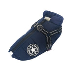 Manteau d'hiver imperméable pour chien, bandes réfléchissantes, bleu