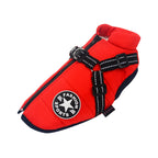 Manteau d'hiver imperméable pour chien, bandes réfléchissantes, rouge