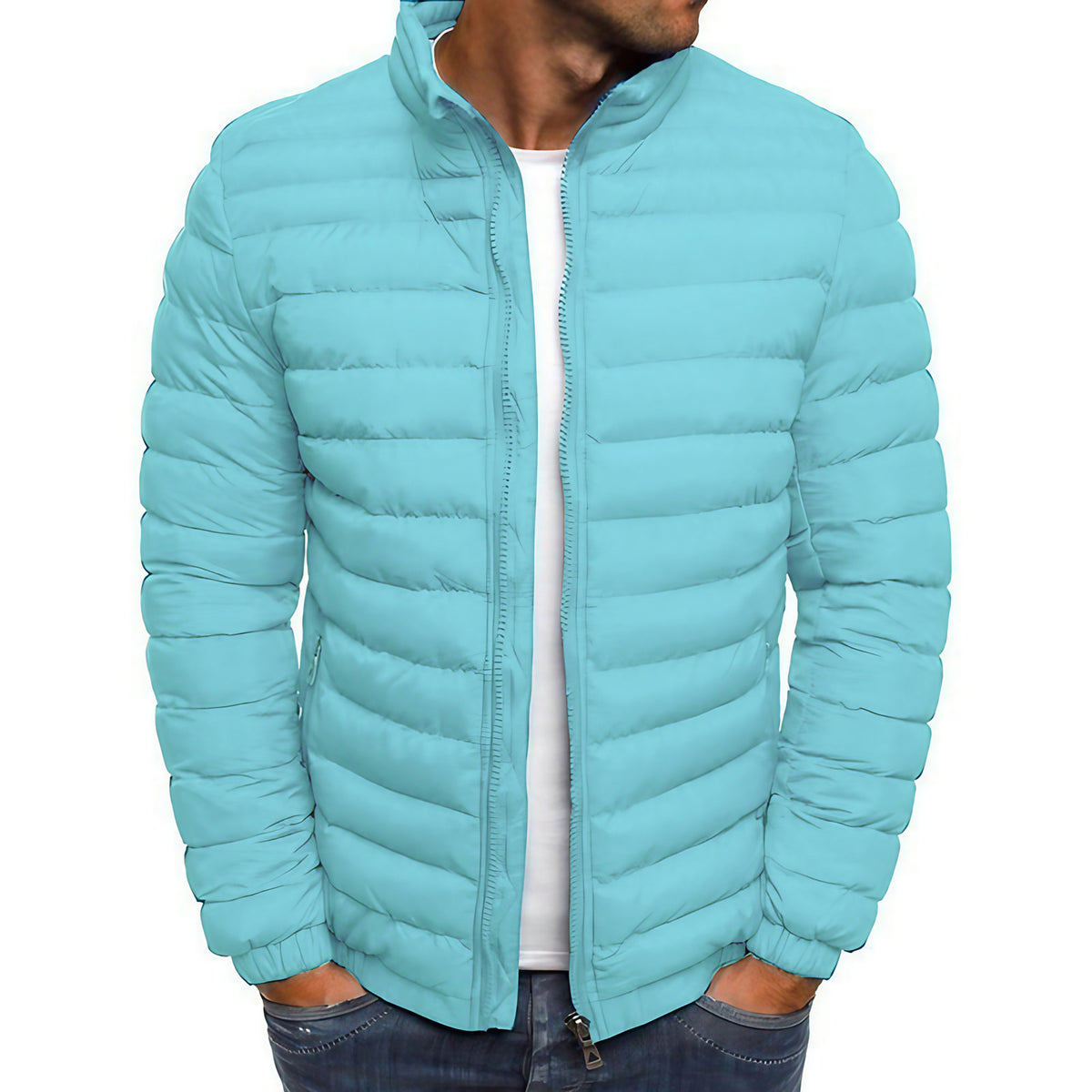 Veste matelassée homme pour l'hiver, six coloris, du S au 3XL, bleu clair
