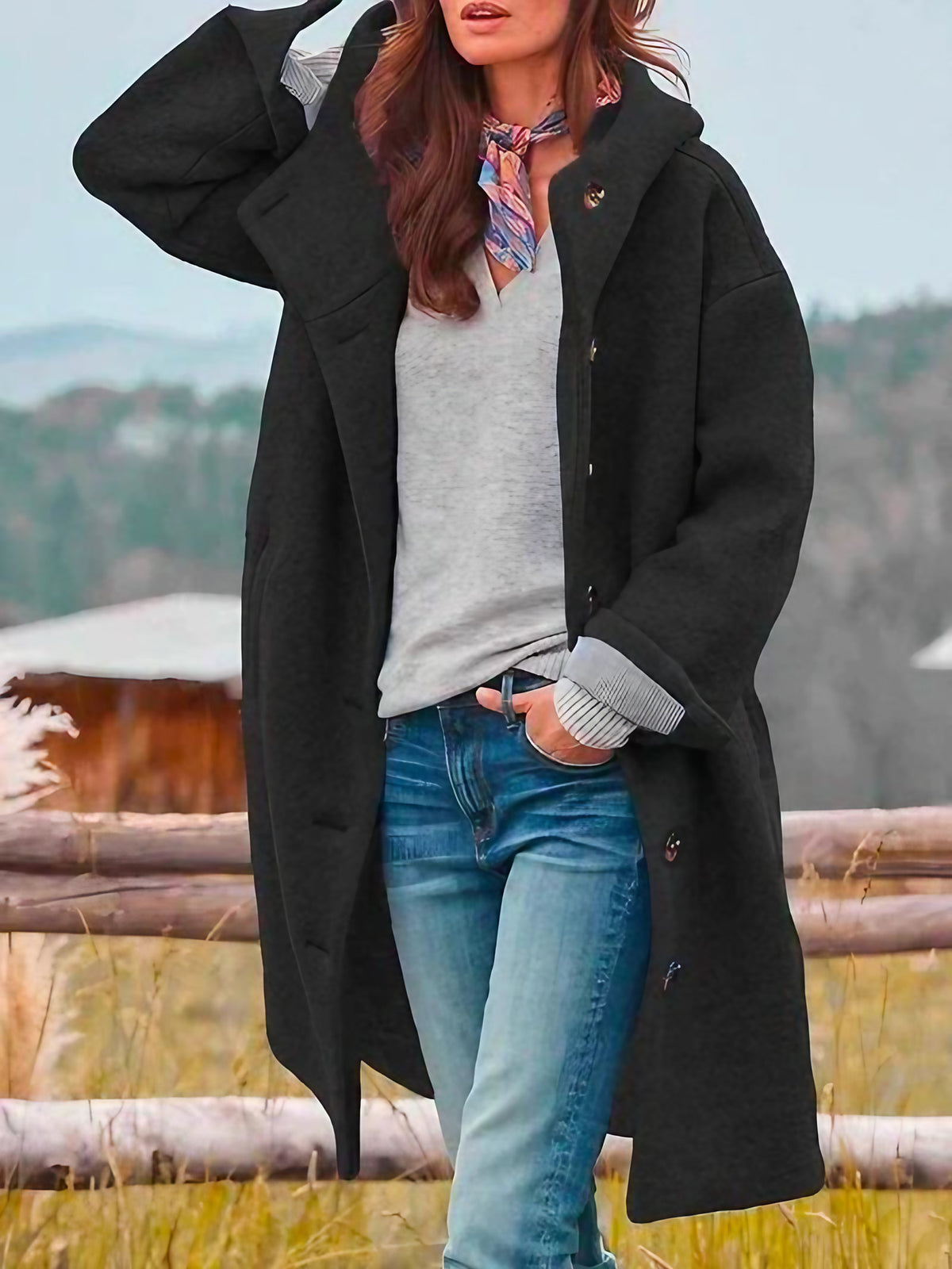 Veste d'hiver femme coupe près du corps, poches, cinq coloris, noir