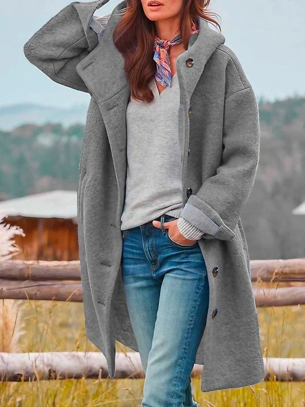 Veste d'hiver femme coupe près du corps, poches, cinq coloris, gris