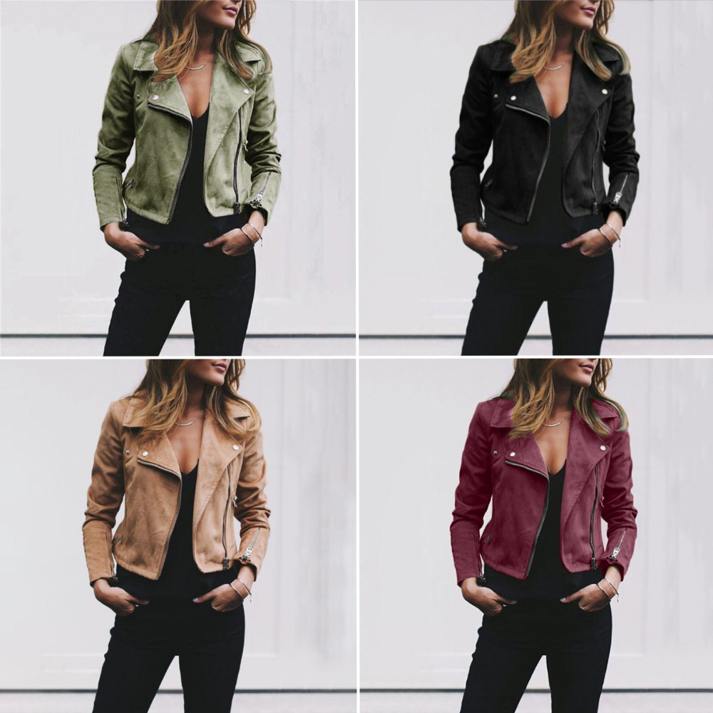 Veste motard femme à zips asymétriques, six coloris
