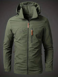 Veste de pluie homme à capuche réglable et poches zippées, vert clair