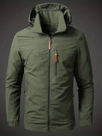 Veste de pluie homme à capuche réglable et poches zippées, vert clair