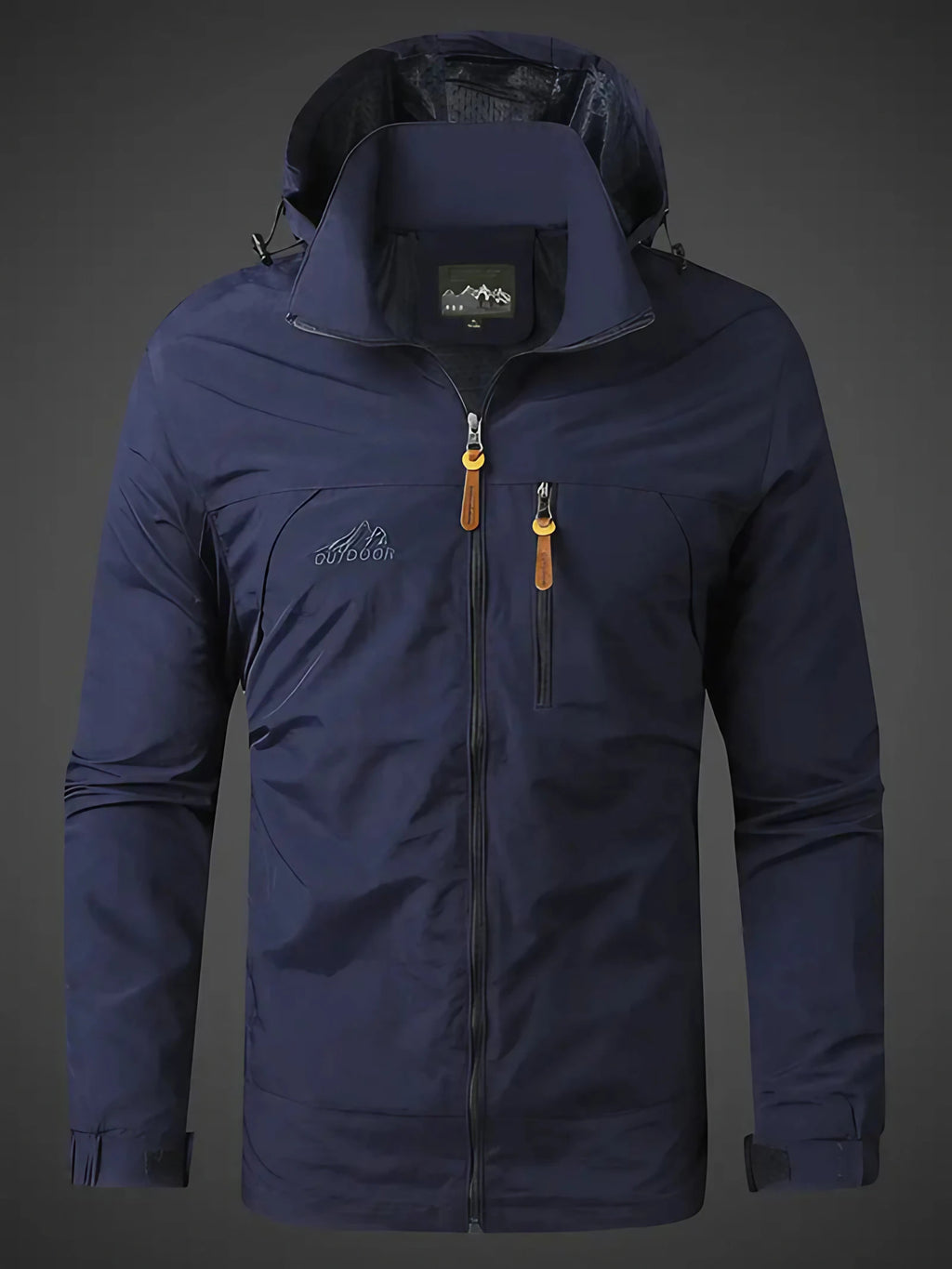 Veste de pluie homme à capuche réglable et poches zippées, bleu foncé