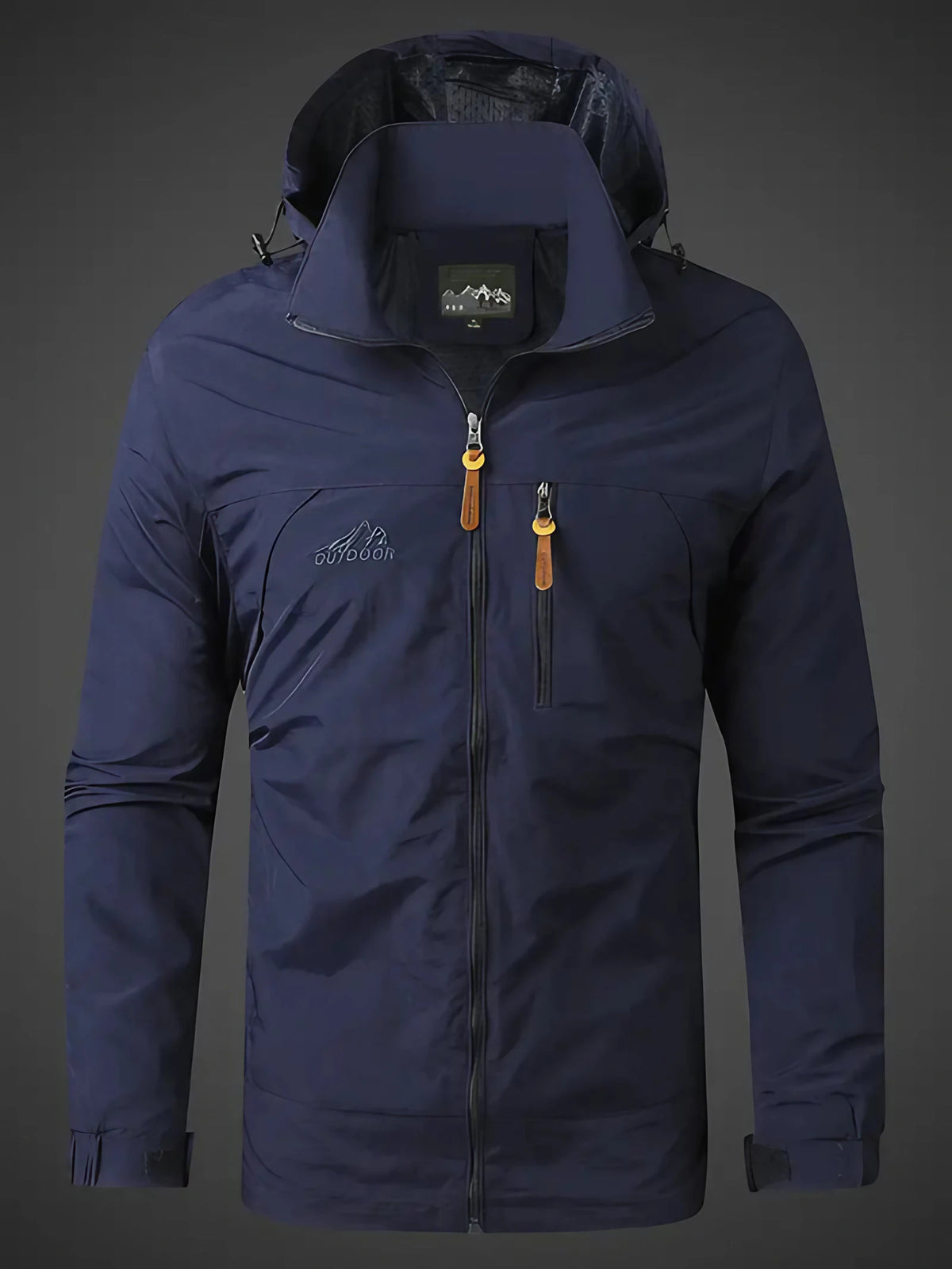Veste de pluie homme à capuche réglable et poches zippées, bleu foncé