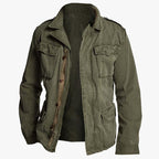 Veste de travail homme vintage à col à revers, verte