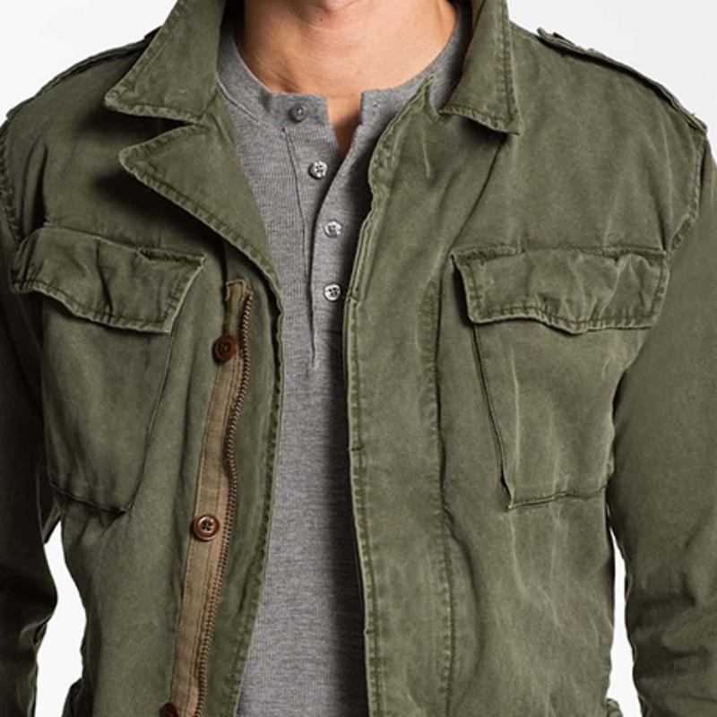 Veste de travail homme vintage à col à revers, verte