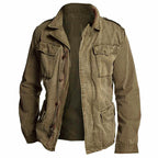 Veste de travail homme vintage à col à revers, verte