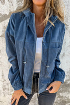 Veste en velours côtelé femme à capuche, du XS au 3XL