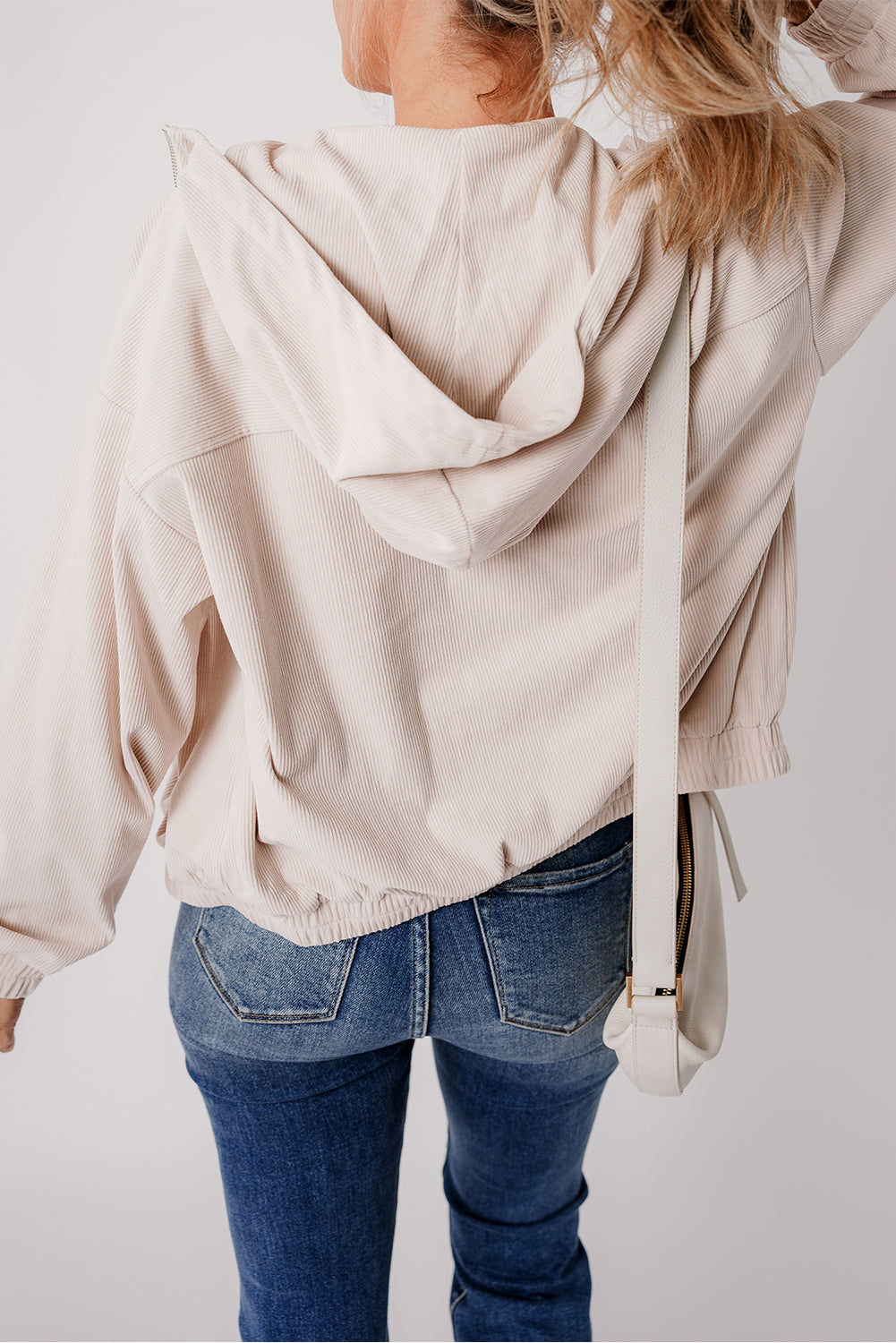 Veste en velours côtelé femme à capuche, du XS au 3XL