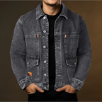 Veste en jean homme coupe ajustée, poches poitrine, trois coloris, gris